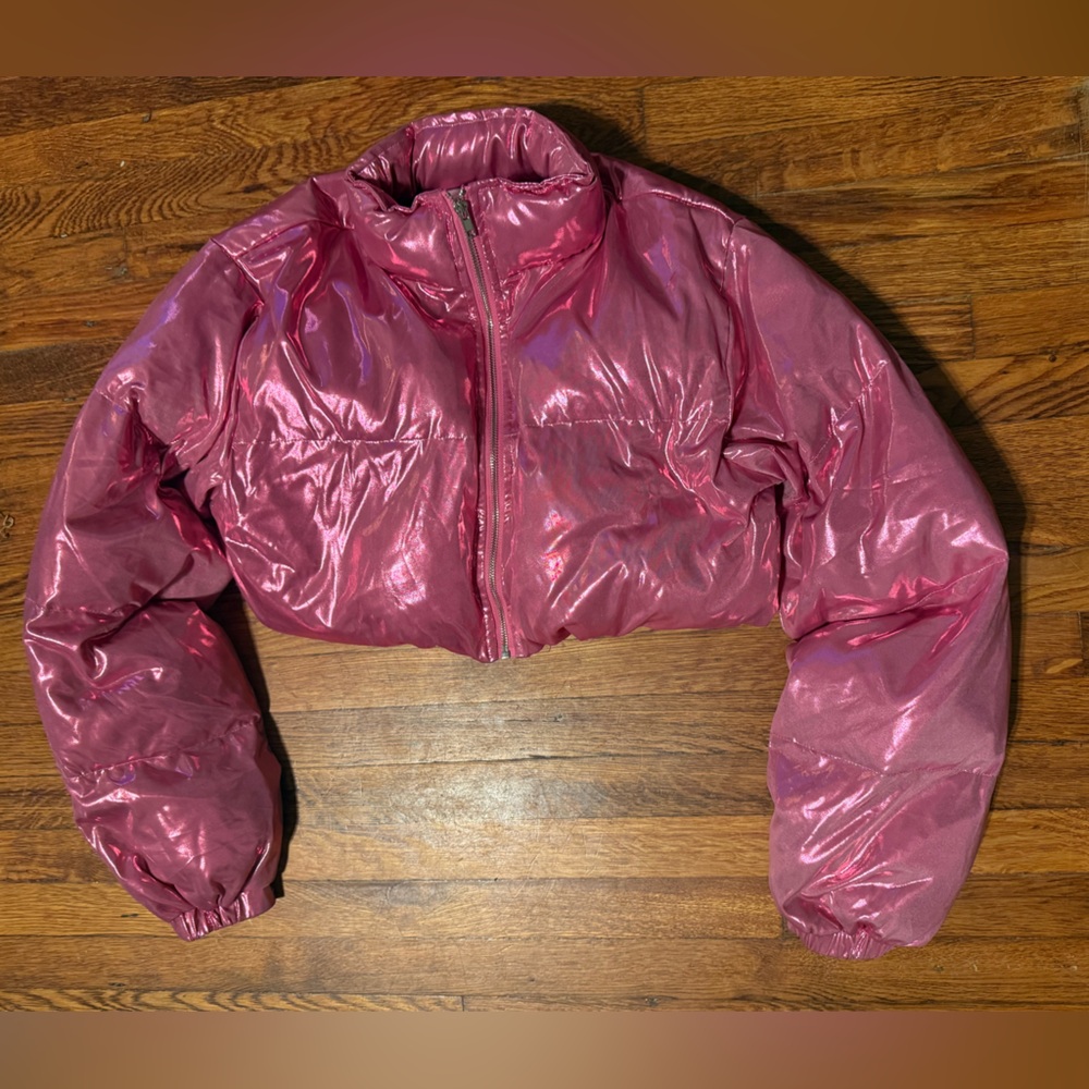 Women’s Fashion Nova Cropped Metallic Pink Jacket - Picture 7 of 10
